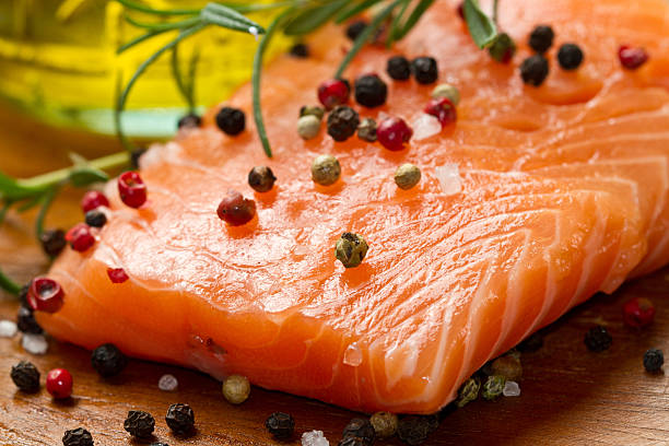 istock Fresh salmon fillet on wooden board 177540472