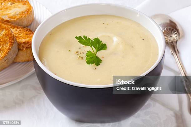 Cauliflower And Potato Soup Stock Photo - Download Image Now - Potato Soup, Cauliflower, Toasted Bread