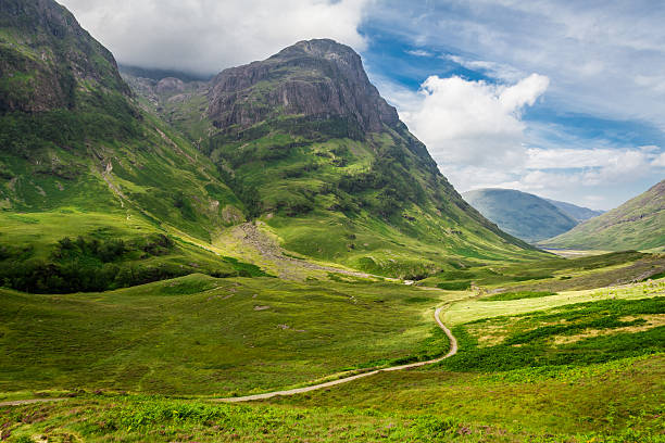 Footpath in the sunny Scotland highlands.