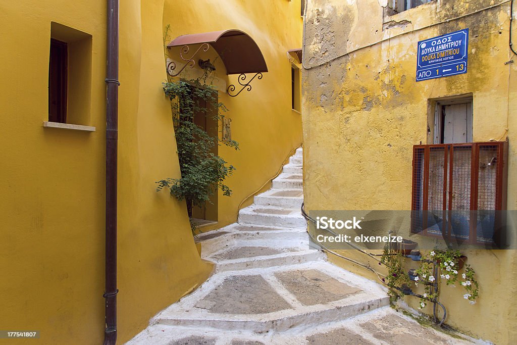 Small alley in Chania "A small alley in the beautiful town of Chania, Crete island, Greece" Chania Stock Photo