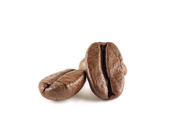 3 つのコーヒー豆 - coffee crop bean seed directly above ストックフォトと画像