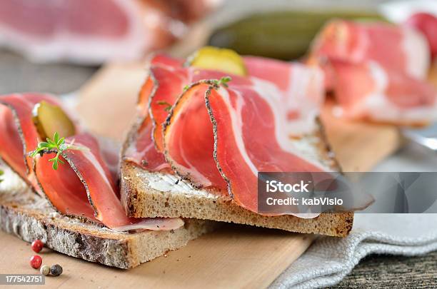 Snack With Smoked Bacon Stock Photo - Download Image Now - Austrian Culture, Bacon, Bread