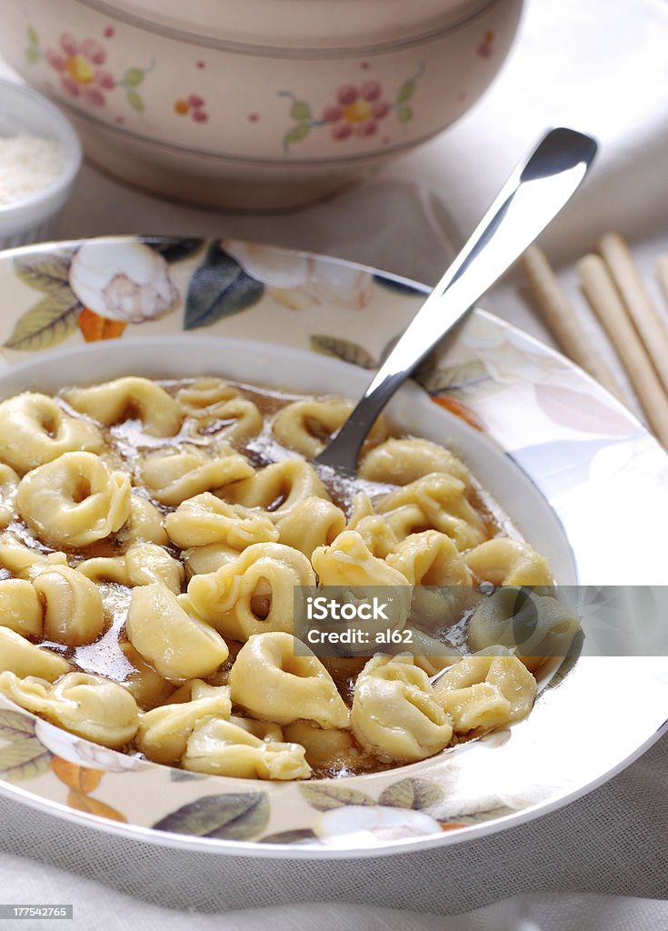 tortellini in broth "Italian pasta, tortellini in the broth" Tortellini Stock Photo