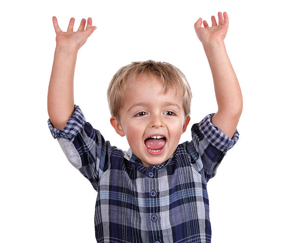 istock Excited boy with arms raised cheering 177542776