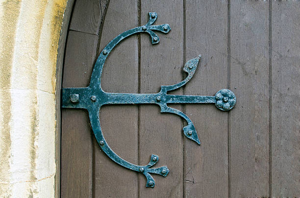 old hinge on door stock photo