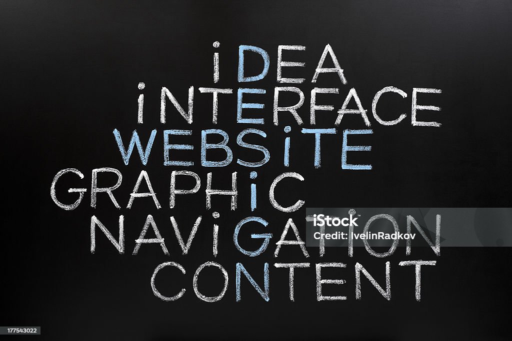 Web Design palavras cruzadas no Quadro Negro - Royalty-free Computação Gráfica Foto de stock