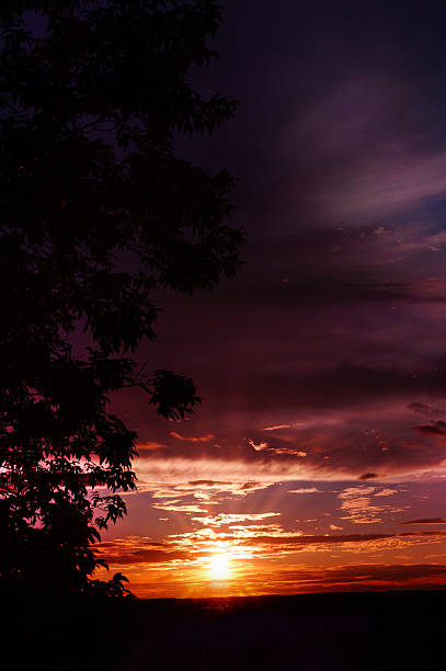 viola tramonto: via col vento sky - accendere (col fuoco) foto e immagini stock