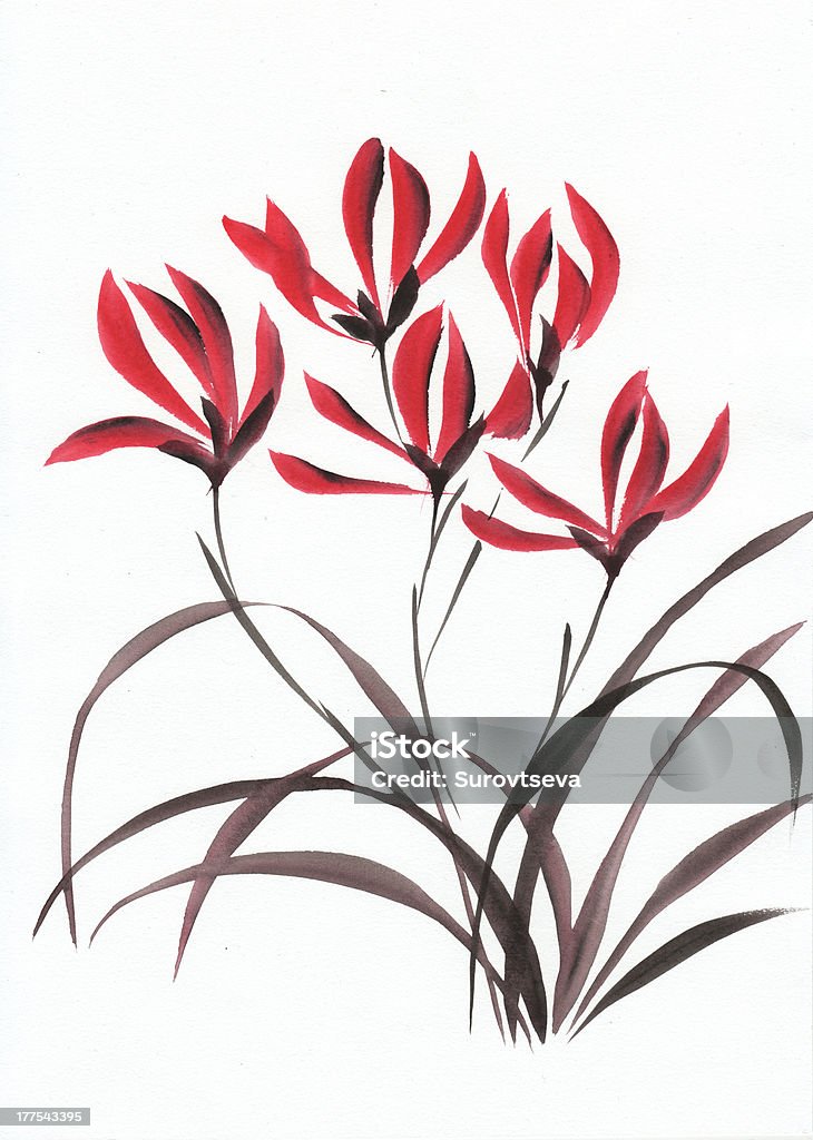 Red mountain Blumen - Lizenzfrei Aquarell Stock-Illustration