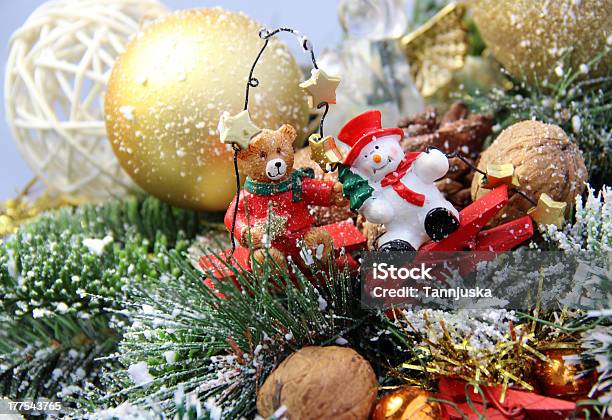 Christmas Decorations Bear And Snowman Stock Photo - Download Image Now - Celebration Event, Christmas, Christmas Tree