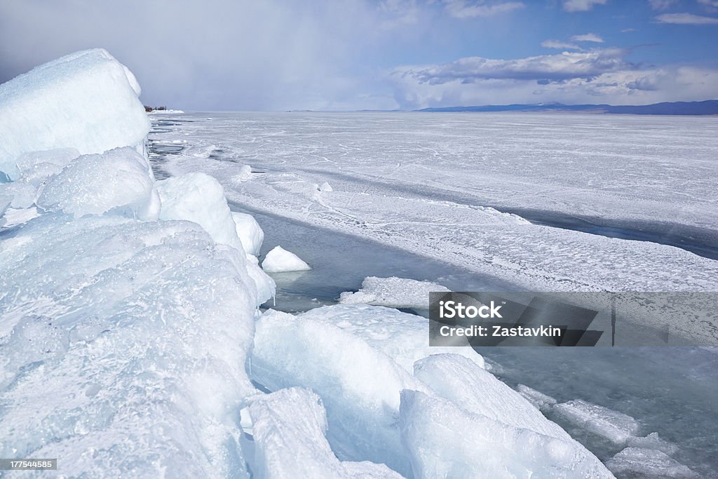 Winter Baikal Winter ice landscape on siberian lake Baikal Arctic Stock Photo