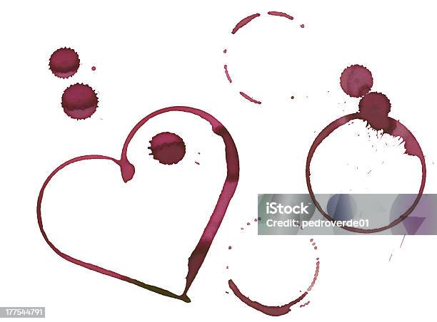 Romantyczne Wino Plamy - zdjęcia stockowe i więcej obrazów Serce - Symbol idei - Serce - Symbol idei, Wino, Alkohol - napój