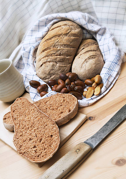 Bread with flour made from acorn stock photo