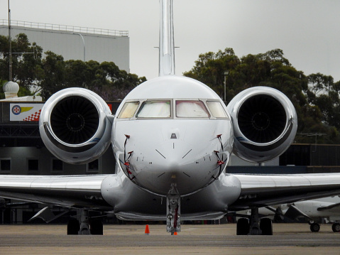 Gold Coast, Australia - 21 July 2021: JetstarAirbus A320 taxiing at Gold Coast Airport (OOL) in preparation for takeoff.