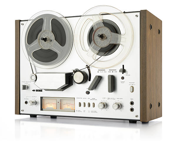 istock vintage analog recorder tape on white background, isolated path included 177547037