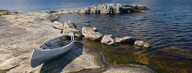 istock boat on a rocky shore. Lake Ladoga 177547155