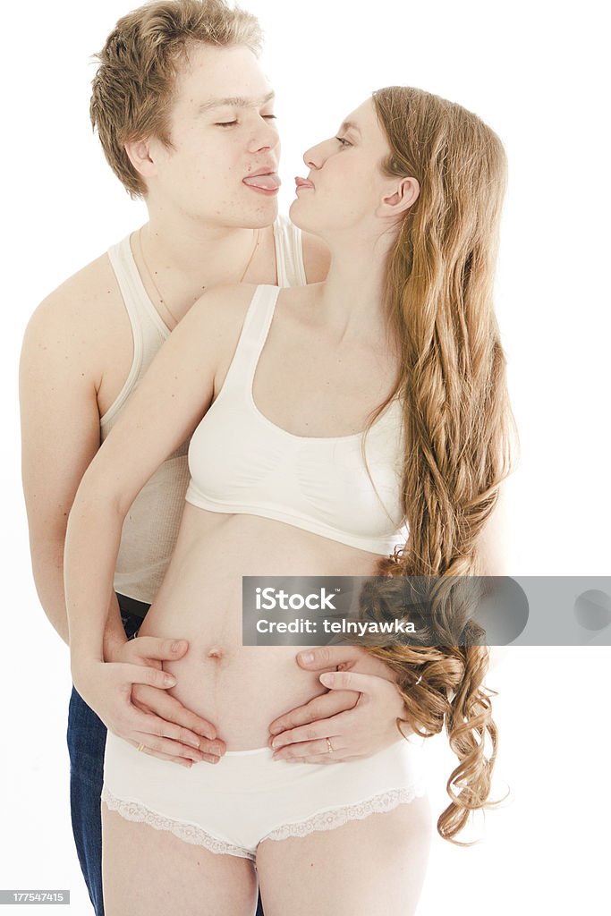 임신한 남성 그의 아내 - 로열티 프리 가족 스톡 사진