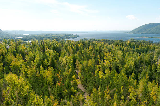 istock Volga landscape with hills trees and river 177547651