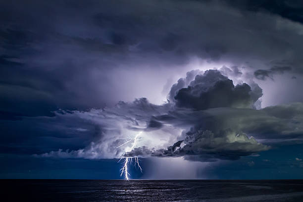 istock Thunderstorm with lightning in the sea 177547686