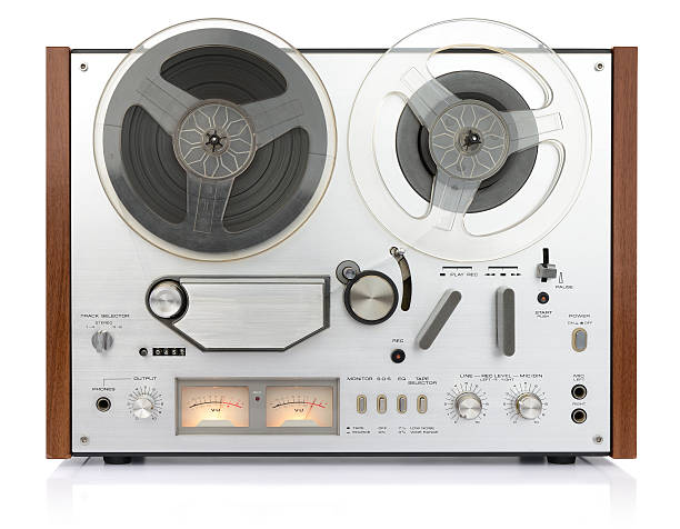 istock vintage analog recorder tape on white background, isolated path included 177547929