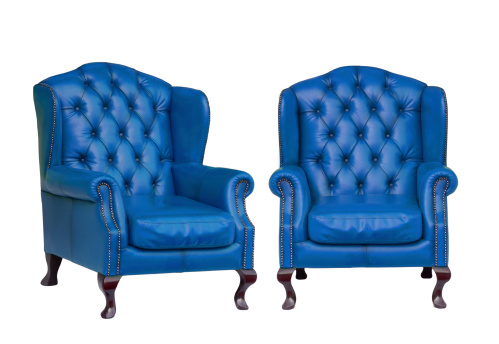 Luxury vintage blue armchair on white background