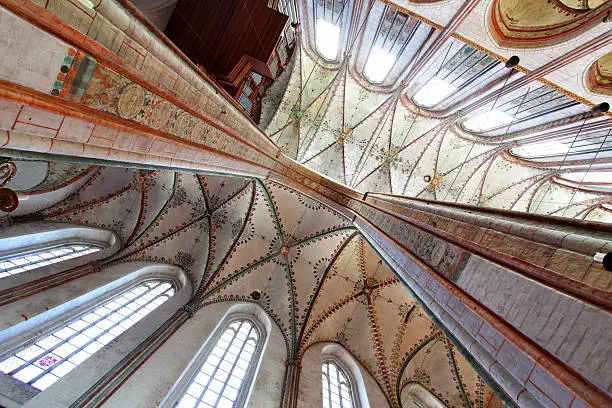 "Interior of Church of St. Mary in Lubeck, Germany"