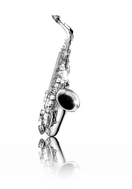 gold copper and silver chrome saxophone isolated