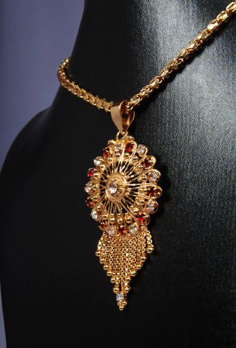Indian Golden Necklace with Gemstones