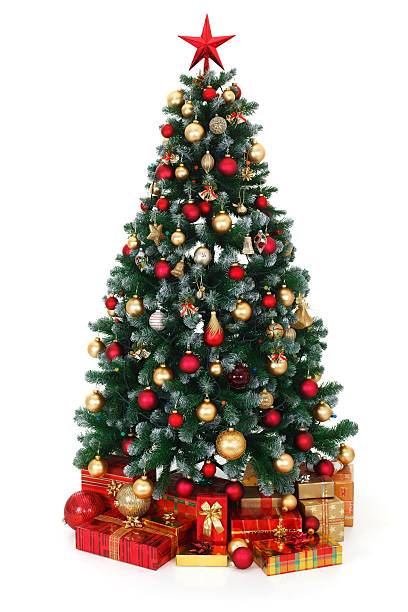 istock Green decorated Christmas tree and presents 177550396