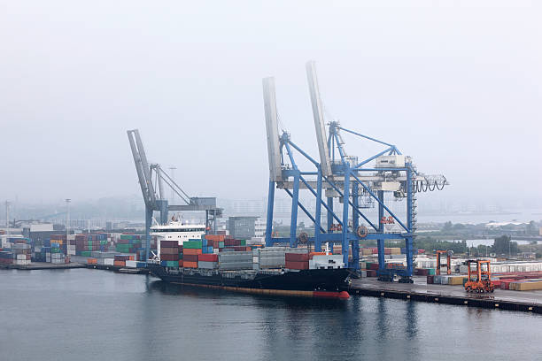 istock Big cargo ship in Copenhagen seaport 177551373