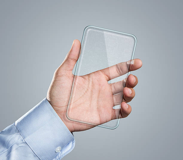Blank transparent smart phone in hand