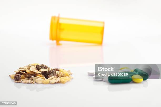 Oatmeal Versus Drugs Stock Photo - Download Image Now - Beauty, Bottle, Breakfast Cereal