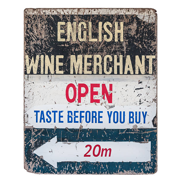 istock Vintage worn wine merchant sign 177551578