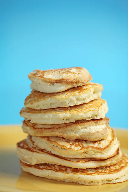 istock Plate of Breakfast Pancakes Isolated On Blue Background 177552197