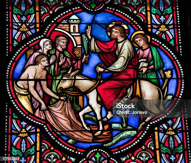 Palm Sunday Stock Photo - Download Image Now - Palm Sunday, Jesus Christ, Stained Glass