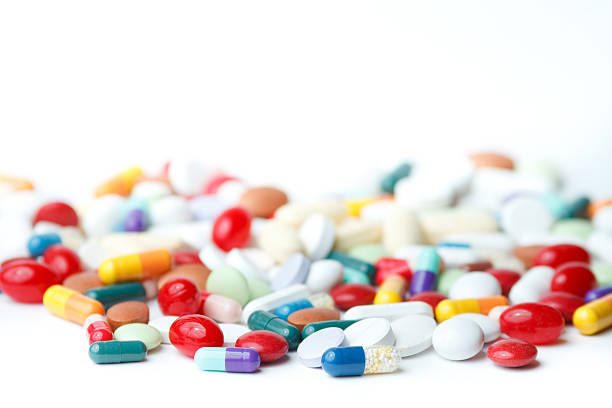 variety of pills stock photo