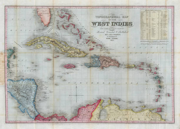 West Indies 1853 Vintage map west indies stock pictures, royalty-free photos & images