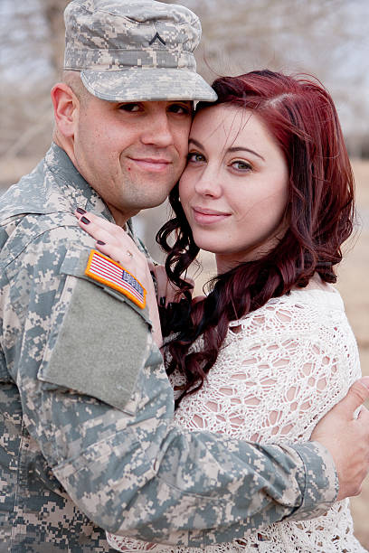 Soldier and wife stock photo