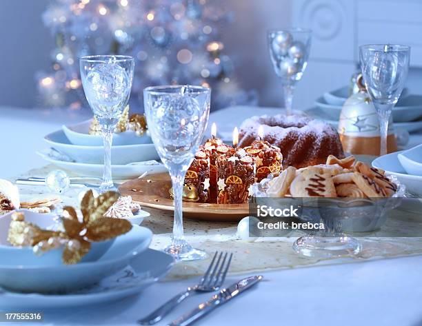 Luxury Place Setting For Christmas Stock Photo - Download Image Now - Christmas, Ornate, Food And Drink Industry