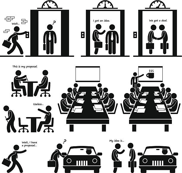 비즈니스 제안 투자자 스틱피겨 그림 문자 - silhouette document adult adults only stock illustrations