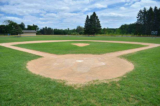 baseball field Baseball field on a summer day. baseball diamond photos stock pictures, royalty-free photos & images