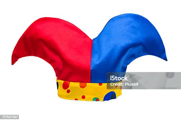 Multicolored Jester Hat Stock Photo - Download Image Now - Harlequin, Hat, White Background