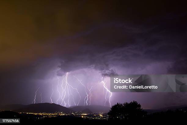 Lightening Strike Stock Photo - Download Image Now - Lightning, Air Attack, Night