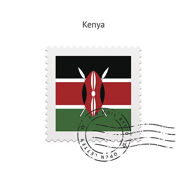 Vector illustration of Kenya Flag Postage Stamp