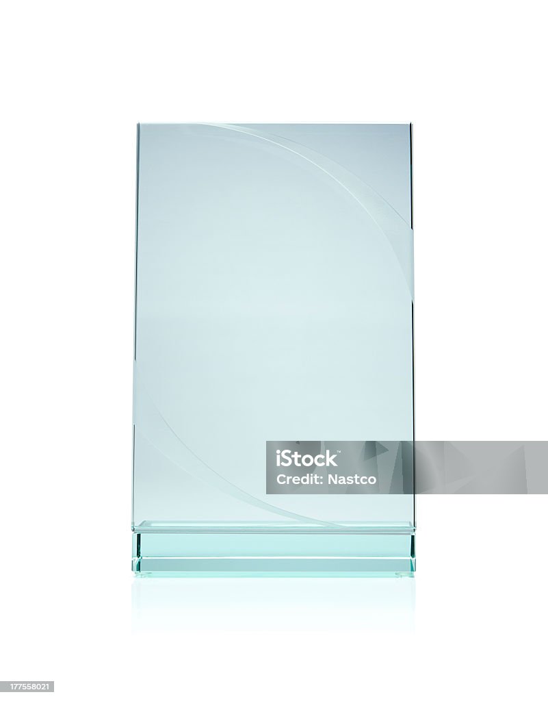 Blank glass award plate isolated with white background Blank glass plate award with copy space isolated on white background Glass - Material Stock Photo