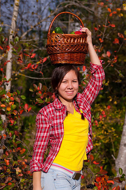 istock Girl with basket of vegetables 177558683