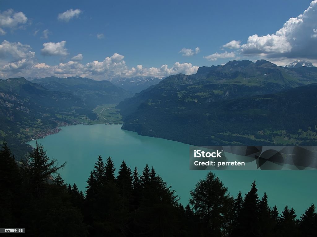 Turquoise Lake Brienzersee Turquoise lake Brienzersee and Brienz. Bernese Oberland. Bern Canton Stock Photo