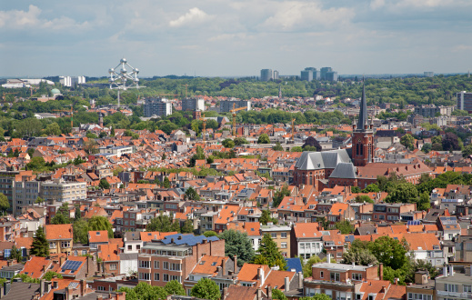 Brussels - outlook from National Basilica of the Sacred Heart to Atomium and Expo park.