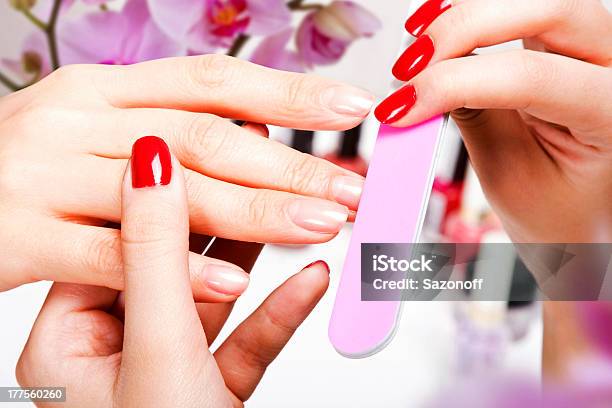 Gentle Care Of Nails In A Beauty Salon Stock Photo - Download Image Now - Adult, Beautician, Beauty