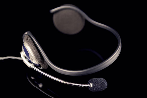 Headset Isolated on a Black Background stock photo