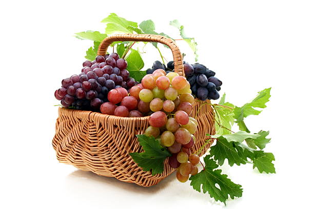 istock Basket of grapes on a white background. 177560648